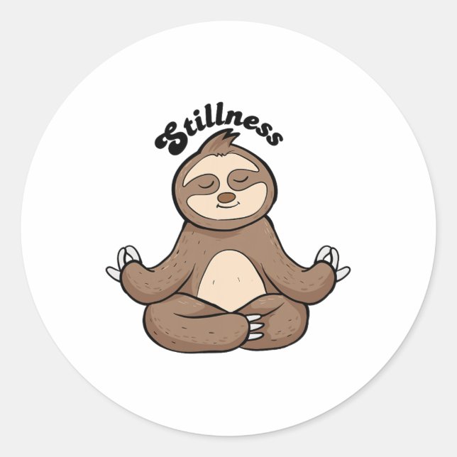 Yoga oder alltägliche Stille Faultier inspirierte  Runder Aufkleber (Vorderseite)