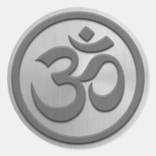 Yoga Om Circle mit Effekt aus rostfreiem Stahl Runder Aufkleber