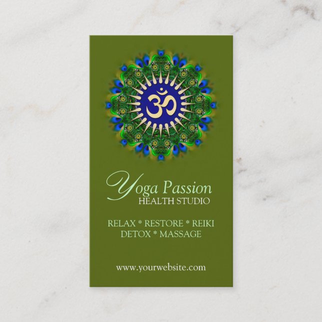 Yoga Om Green Organic New Age Cartes de visite (Devant)