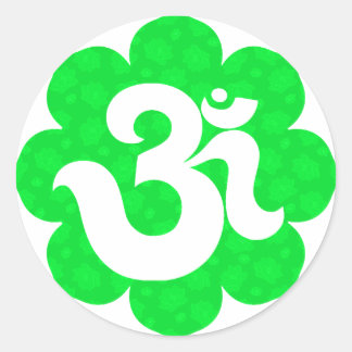 Yoga Om in Lotus green Runder Aufkleber