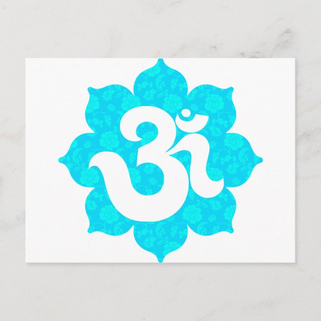 Yoga Om in Lotus hellblau Postkarte (Vorderseite)