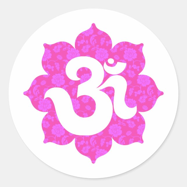 Yoga Om in Lotus pink Runder Aufkleber (Vorderseite)