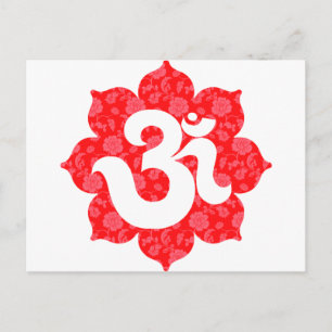 Yoga Om in Lotus Red Postkarte