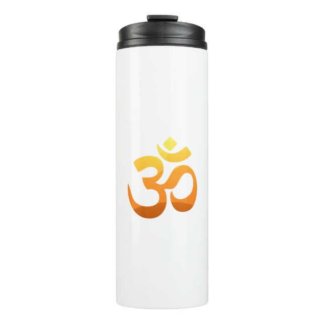 Yoga Om Mantra Symbol Gold Sun Asana Meditation Thermosbecher (Vorderseite)