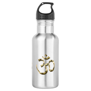 Yoga, Om Om Icon, Hinduismus-Symbol, Gold Silber Edelstahlflasche