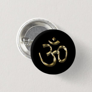 Yoga, Om Om Icon, Hinduismus-Symbol, goldschwarz Button