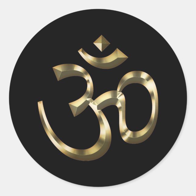 Yoga, Om Om Icon, Hinduismus-Symbol, goldschwarz Runder Aufkleber (Vorderseite)