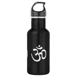 Yoga, Om Om Icon, Hinduismus-Symbol, Schwarz-weiß Edelstahlflasche