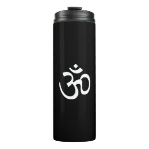 Yoga, Om Om Icon, Hinduismus-Symbol, Schwarz-weiß Thermosbecher
