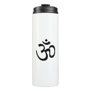 Yoga, Om Om Icon, Hinduismus-Symbol, Schwarz-weiß Thermosbecher