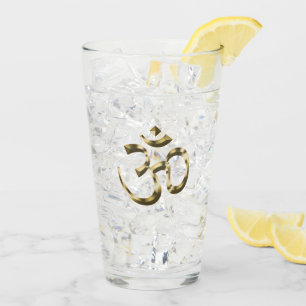 Yoga, Om Om Icon, Ohm Hinduismus-Symbol, goldfarbi Glas