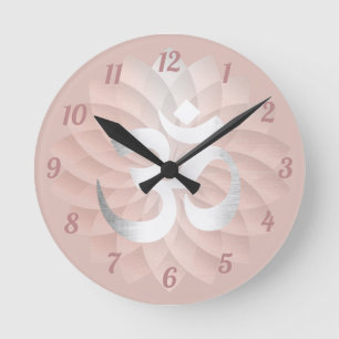 Yoga Om Sign Abstrakte Rose Lotus Runde Wanduhr