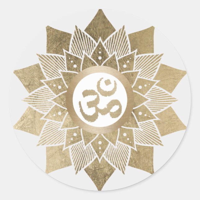 Yoga Om Symbol Gold Lotus Blume Namaste Runder Aufkleber (Vorderseite)