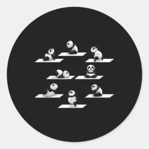 Yoga Pandas Stretch Pose Bear Animal Panda Runder Aufkleber