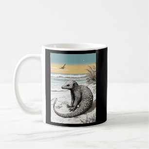 Yoga Pangolin am Strand: Intricate Tinte Illustra Kaffeetasse