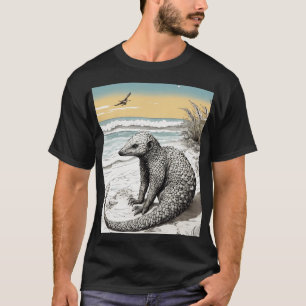 Yoga Pangolin am Strand: Intricate Tinte Illustra T-Shirt