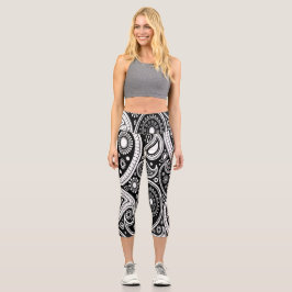 Yoga Pants in Schwarz und Weiß Capri Leggings
