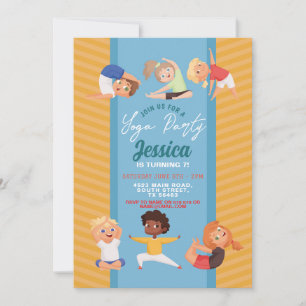 Yoga Party Birthday Stretch Girls Boys Fun Einladung