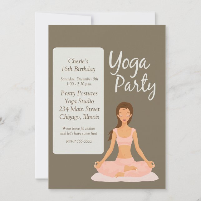 YOGA PARTY Geburtstagsübungen Einladung (Vorderseite)