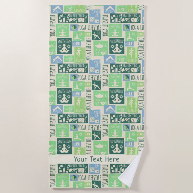 Yoga Pattern individuelles Text Strandtuch (Vorderseite)
