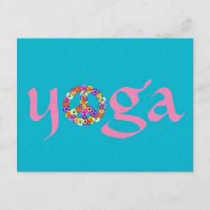 Yoga Peace Sign Floral Postkarte