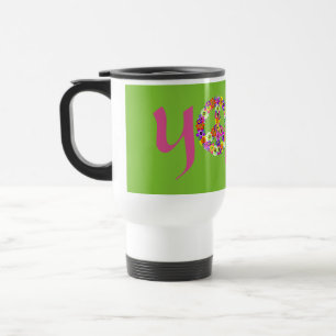 Yoga Peace Sign Floral Reisebecher