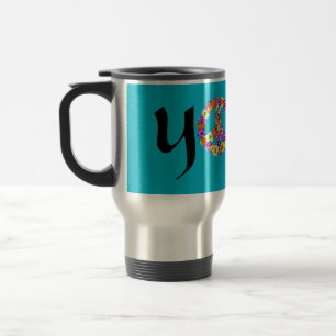 Yoga Peace Sign Floral Reisebecher