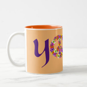 Yoga Peace Sign Floral Zweifarbige Tasse