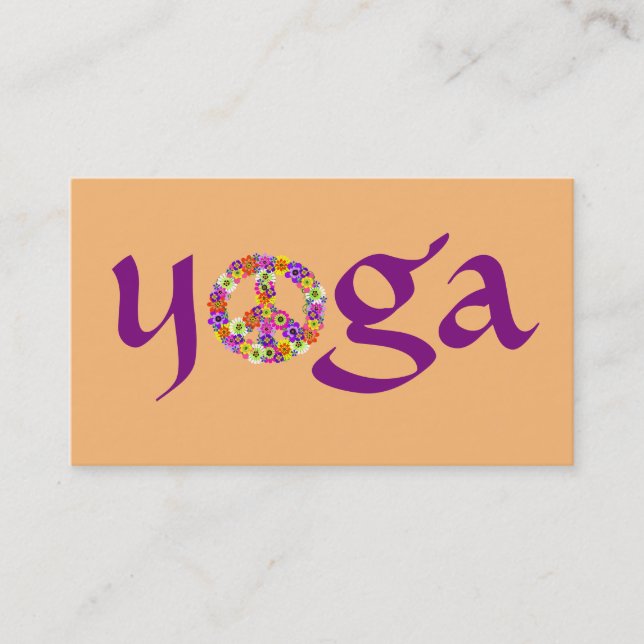 Yoga Peace Sign for Yoga Instructor Lila & Peach Visitenkarte (Vorderseite)