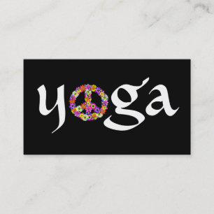 Yoga Peace Sign for Yoga Instructor White on Black Visitenkarte