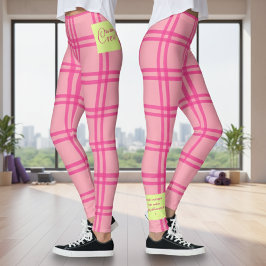 Yoga Pilates Barre Jiu Jitsu Customised Pink Check Leggings