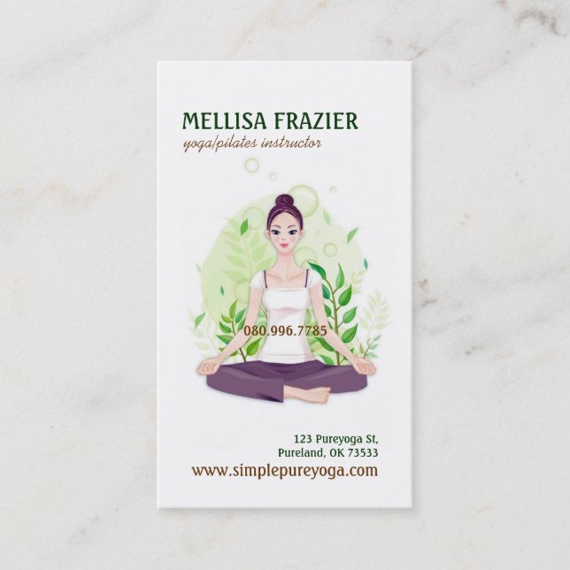 Yoga Pilates Meditation Business/Instructor Visitenkarte (Vorderseite)