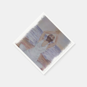 YOGA-POSE AUF DEM STRANDPAPIERBUCH SERVIETTE