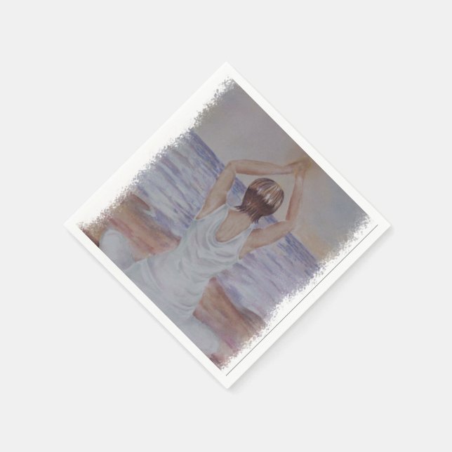 YOGA-POSE AUF DEM STRANDPAPIERBUCH SERVIETTE (Ecke)