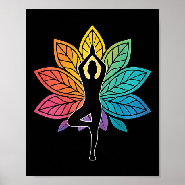 Yoga-Pose-Chakra-Baum-Silhouette-Lotus-Lanze-Medit Poster (Vorne)