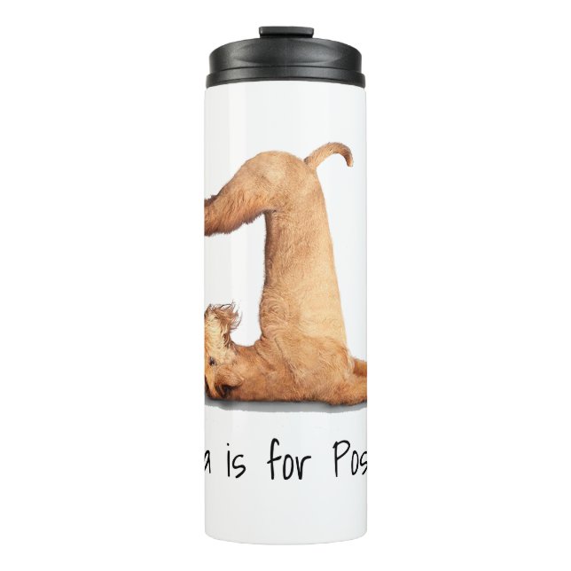 Yoga Pose Funny Dog Thermosbecher (Vorderseite)