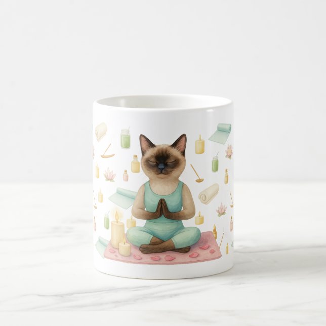 Yoga-Pose für Siameskatzenliebhaber Kaffeetasse (Mittel)