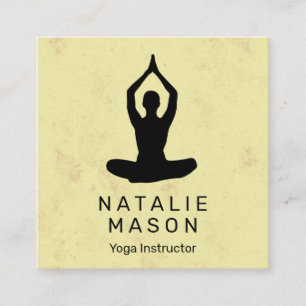 Yoga-Pose   Gelbe Textur Quadratische Visitenkarte