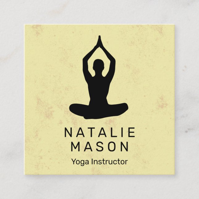 Yoga-Pose | Gelbe Textur Quadratische Visitenkarte (Vorderseite)