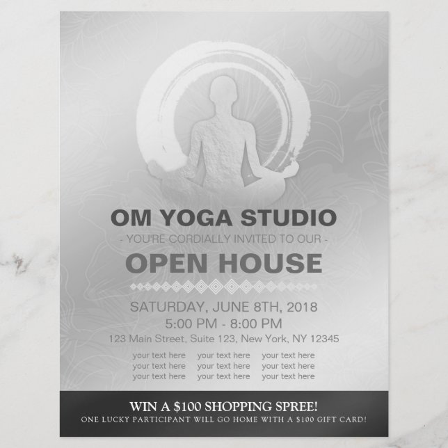 YOGA Pose Instructor Studio Open House ZEN Symbol Flyer (Vorne)