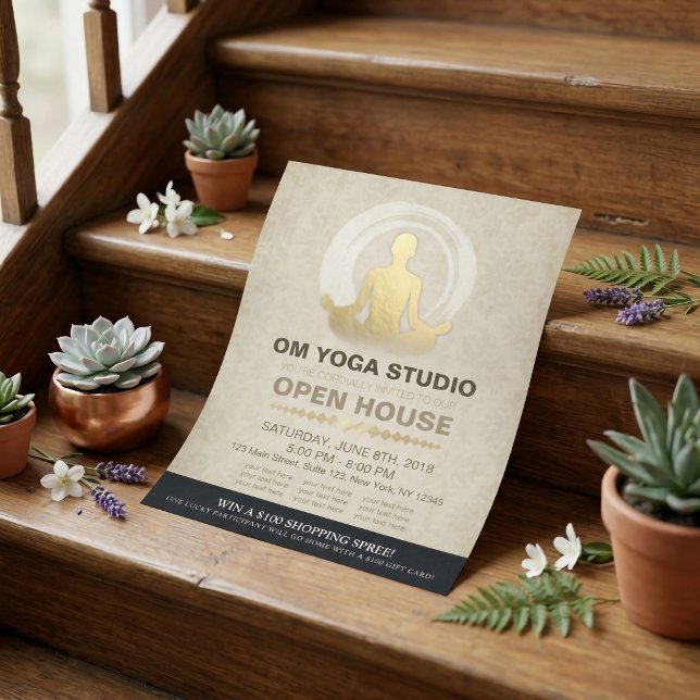 YOGA Pose Instructor Studio Open House ZEN Symbol Flyer (Von Creator hochgeladen)