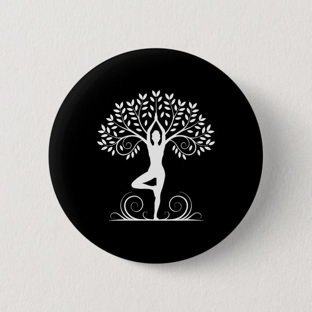 Yoga-Pose-Meditation Namaste Buddhismus Baum _1 Button (Vorderseite)