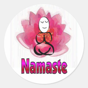 Yoga-Pose mit Lotus-Blume "Namaste" Runder Aufkleber