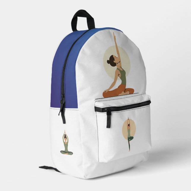 Yoga Pose Monoline Earthy Tones | Bedruckter Rucksack (Rückseitige Ecke links)
