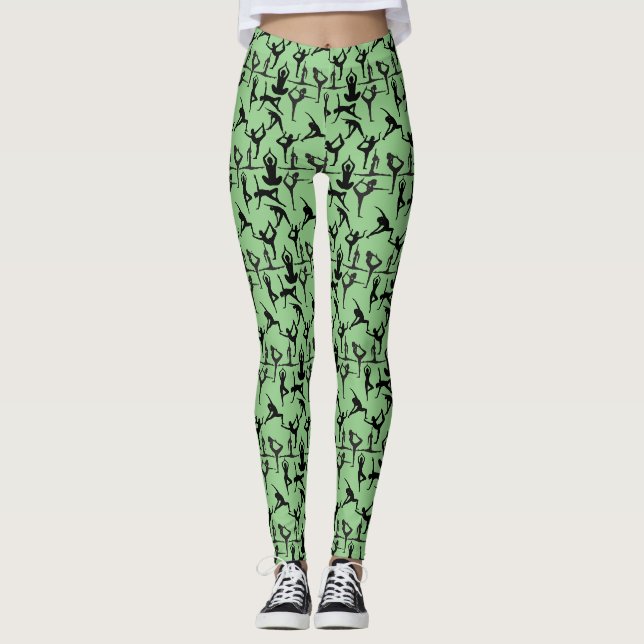 Yoga-Pose Muster 01.wx4.Green GB Leggings (Vorderseite)