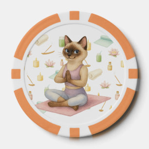 Yoga-Pose Namaste für siamesische Katzen-Liebhaber Pokerchips