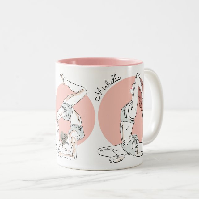 Yoga-Pose-Name-Tassen Zweifarbige Tasse (VorderseiteRechts)