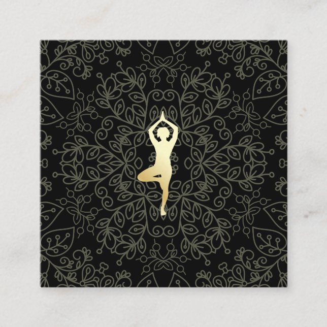 Yoga-Pose Naturmuster Quadratische Visitenkarte (Vorderseite)