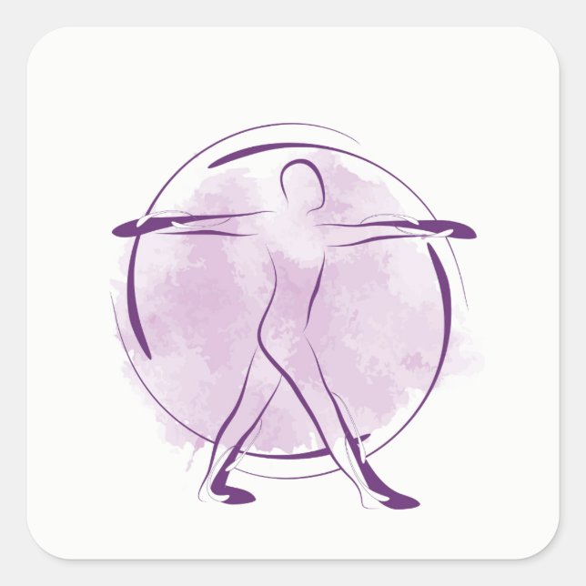 Yoga-Pose Quadratischer Aufkleber (Vorderseite)