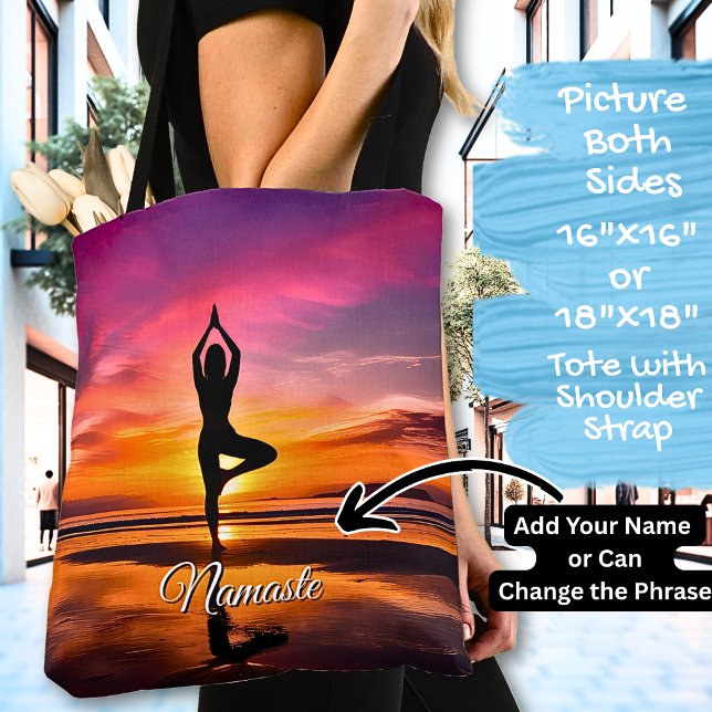 Yoga-Pose Rosa orangefarbener Sonnenuntergang Name Tasche (Von Creator hochgeladen)